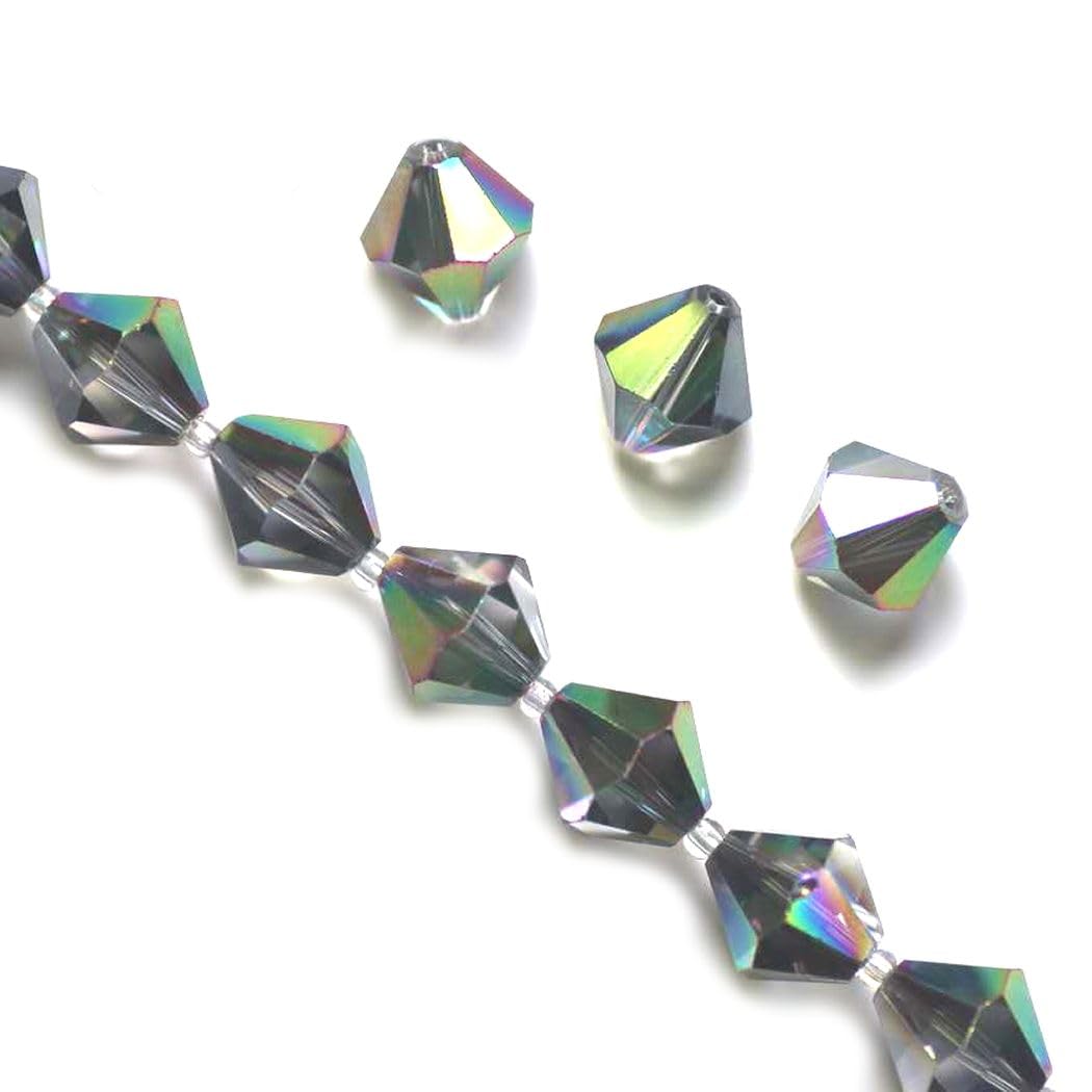 50pcs Adabele Austrian 10mm Faceted Loose Bicone Crystal Beads Metallic Scarabaeus Green Compatible with Swarovski Crystals 5301/5328 SSB1031