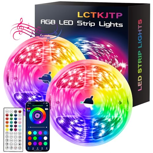 LED Strip Lights,RGB Music Sync Color Changing Led Lights with Smart App Control Remote & Remote Control for Room,Part,Essential,Sense of Atmosphere Decoration(100FT-2 Rolls of 50ft)