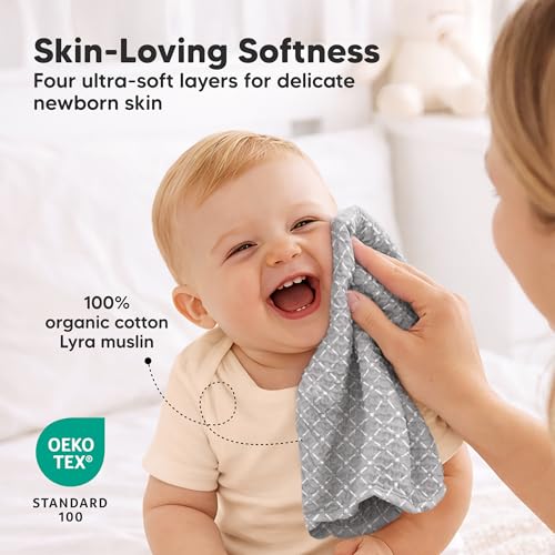 Image of 5-Pack Muslin Baby Washcloths for Newborn - 12x12 inch Soft Absorbent Organic Cotton Muslin Wash Cloths for Babies Girl, Boy, Infant, Toddlers, Kids Face Towel, Bath Essentials, Baby Burp Rags (Nordic)