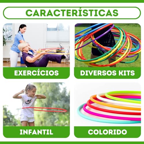 Bambolê Infantil Ginástica Atividade Física 60cm Brinquedo (Kit 10 - Sortido)