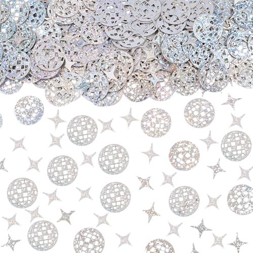 craspire 300 Boule Disco Argentée à Paillettes Confettis Brillants en Papier Métallisé Décoration de Table Musicale pour Enterrement de Vie de Jeune Fille...