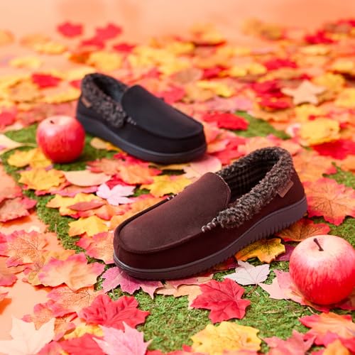 Image of Dearfoams Men's Eli Microfiber Indoor /Outdoor with Whipstitch Detail Suede Moccasin Slipper