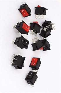 Aexit 12 Pcs Switches Red Black SPDT ON-Off Rocker Switches KCD1 AC Foot Switches 250V/6A 125V/10A