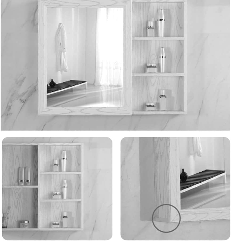 Bathroom Mirror Cabinet Mirror Jewelry Cabinet Square Space Aluminum Mirror Cabinet Moisture Proof Wall (Color : Red-Brown, Size : 70 * 70cm) (Red Brown)