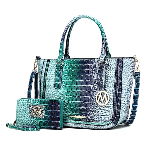 Image of MKF Collection Satchel Bag for Women's Crocodile Embossed Vegan leather Crossbody Tote Handbag Top-Handle Purse by Mia K