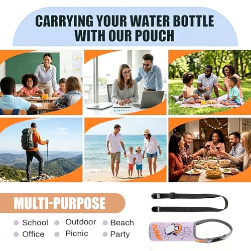 Image of HASTHIP Child Water Bottle Bag with Quick Release Buckle Strap, Neoprene Insulated Water Bottle Holder Carrier Sling Pouch for 300 to 500ml Bottles, School Travel Outdoor Sports and Daily Use