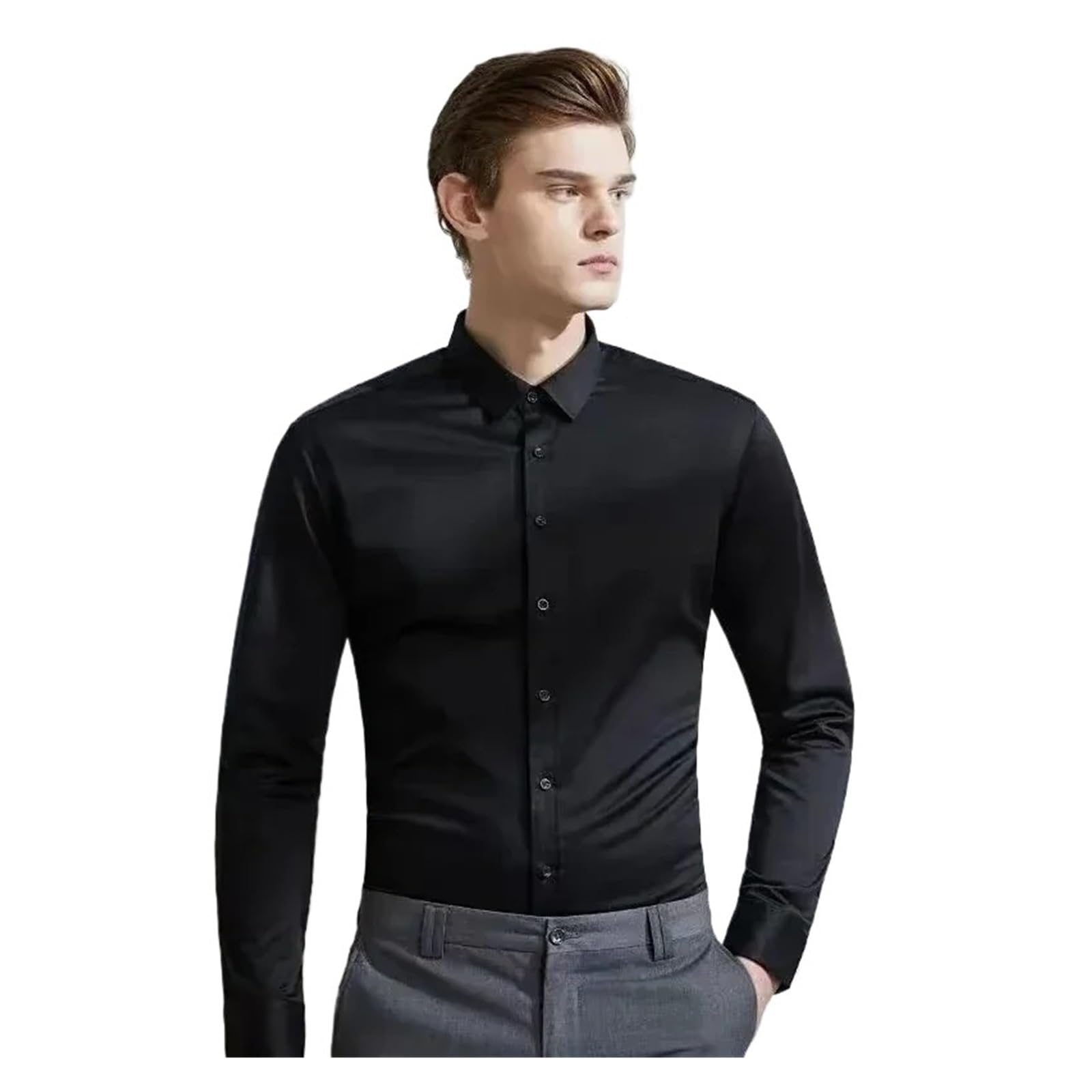 Camicia Elastica a Maniche Lunghe da Uomo, Non stirabile, for Abbigliamento Professionale Lavoro Camicia da Lavoro Uomo