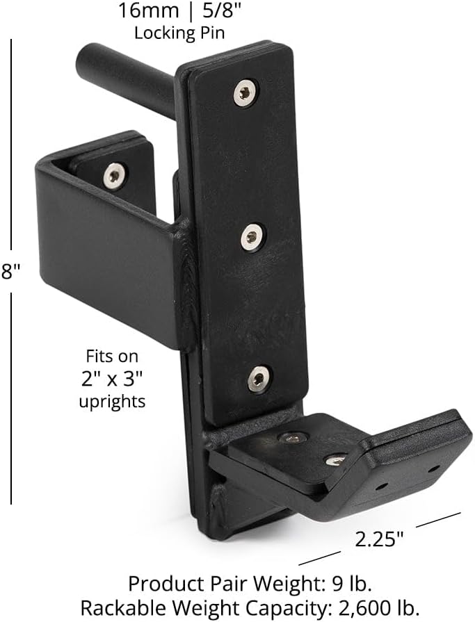 Titan Fitness T-3 Series Power Rack J-Hooks, 2600 LB Capacity, Fits 2" x 3" Rack Uprights with 11/16" Holes, UHMW Protective Liners, Barbell Holder for Squat & Bench Press