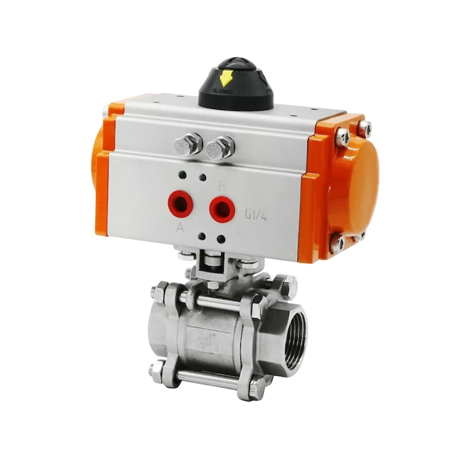 Kkhcmzpi One Color Dn08 Three Piece High Platform Pneumatic Ball Valve Stainless Steel 304 Double Acting Cylinder
