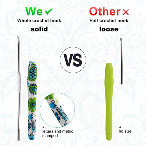 Image of 5mm Looen Crochet Hook, Ergonomic Handle for Arthritic Hands, Soft Rubber Grip Extra Long Knitting Needles for Crochet Beginners, Knitting Enthusiasts (5mm)