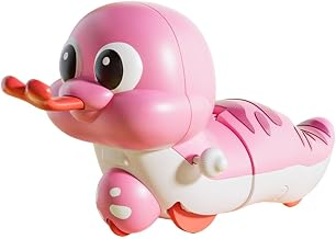 Claudelle Cute Wind up Duck Toy for Kids Manual Clockwork Walking Duck Colorful Cartoon Animal Toy for Toddlers and Children (Duck Toy_Pink)