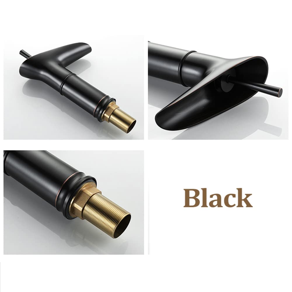 Grifo Lavabo Negro,Cascada Grifo de Lavabo Baño,Grifo lavabo alto,Estilo de Copa de Vino Cocina Alto, Mezclador para Baño,G 3/8,Agua Fria y Caliente Disponible, Estilo Retro