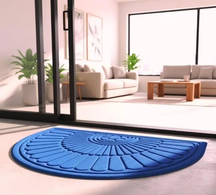 Image of Premium Half Round Anti-Skid Door Mat for Home Entrance | Heavy-Duty Front Door Mat for Indoor & Outdoor Use | Dirt Trapper Floor Rug for Living Room, Balcony, Bathroom & Main Door
