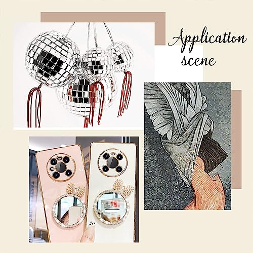 Ph Pandahall Mirror Mosaic Tile, 180Pcs 4 Shapes Glass Mirror Tile Flat Round/Triangle/Rhombus/Square Decorative Mosaic Tiles Mirror Diy Tiles For Art Wall Door Home Jewelry Craft Decorations, Clear #TOP3