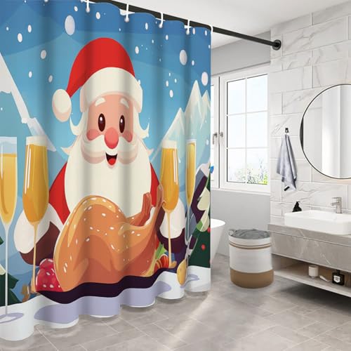Rideau de douche 180x180cm en tissu polyester lavable avec 12 crochets - 5