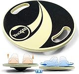 Yes4All 2-in-1 Versatile Wooden Wobble Balance Trainer Board with 360 Degree Rotation & Twisting Disc - Exercise Balance Stability Trainer with Handles (Black)