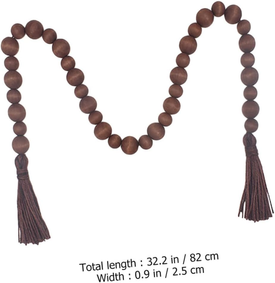 2pcs Wide Range Applications Decorative Wood Bead String Tassel Decor for Home and