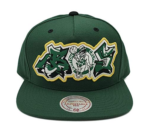 Mitchell & Ness Boston Celtics Graffiti Script Adjustable Snapback Hat
