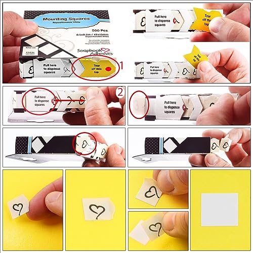 SCRAPBOOK ADHESIVES by 3L 3L 0.5 x 0.5-inch Repositionable Mounting Squares, Pack of 1000, White, 01606, 12 x 13mm - Image 2