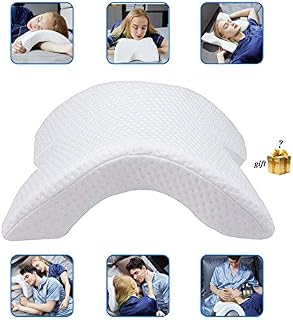 YGYQZ Side Sleeper Pillow, for Neck Shoulder Back Arm Pain Relief Arched White