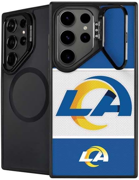 Skinit Kickstand Phone Case Compatible with Galaxy S25 Ultra - Officially Licensed NFL Los Angeles Rams Black & White Design