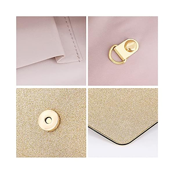Hoxis Patent Leather Flap Clutch, Charms Envelope Evening Bag with Turn Lock Closure and Chain Strap - Image 5