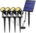 T-SUN Solar Spotlights, 4-in-1 Solar Landscape Spot Lights Outdoor Waterproof Auto ON/Off 5W Separate Solar Panel LED Lights, Solar Lights for Garden, Yard, Driveway, Pool Area(Warm White-3000K)
