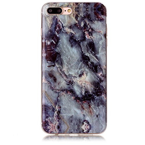 UCLL iphone 7 Plus Case ,Marble Pattern Soft Flexible TPU Slim Fit Protective Cover Case for Iphone7plus with a Screen Protector (Deep gray)