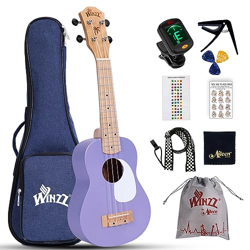 Winzz ukulele dla dzieci, sopran, ukulele dla dorosłych, zestaw dla początkujących, 51 cm, z 9 akcesoriami, mały jeden.