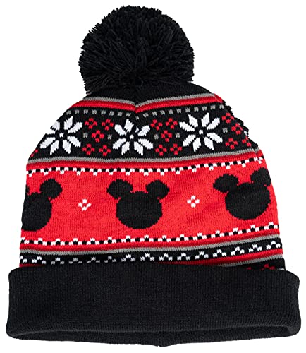 Disney Conjunto de gorro e luvas de tricô adulto Mickey Mouse preto