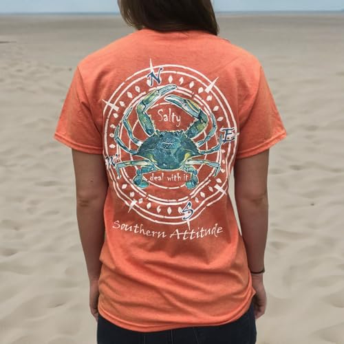 Southern Attitude Salty Deal with It Crab Sunset Orange Short Sleeve T-Shirt3