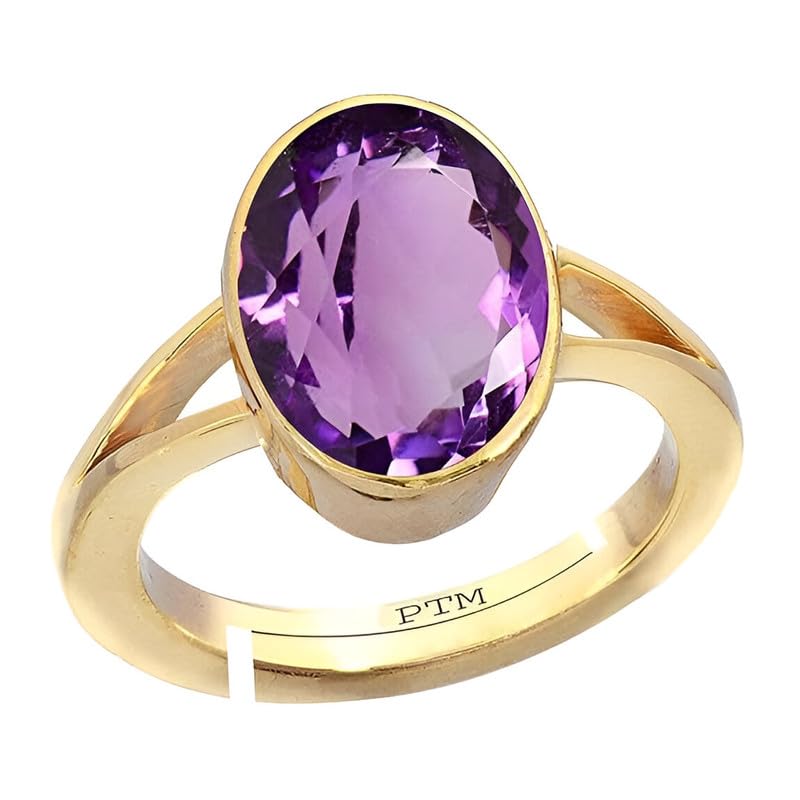ptm Natural Amethyst/Kathela 5.25 Ratti or 5 Carat Astrological Certified Gemstone Panchdhatu/5 Metals Gold Plated Adjustable Ring for Men & Women - fba3525-picture-14