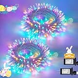 JMEXSUSS 2 Pack 100 LED Easter String Lights Indoor Outdoor, 33ft Multicolor Easter Lights Plug in, 8 Modes Connectable Colorful Christmas String Lights for Easter Bedroom Party Decorations