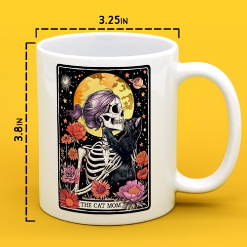 Taza de cerámica con diseño Cat Mom Skeleton Tarot 11oz miniatura 3