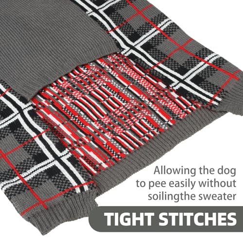PUPTECK Dog Sweater for Large Medium Small Dogs, Classic Plaid, Grey, XS - image 5
