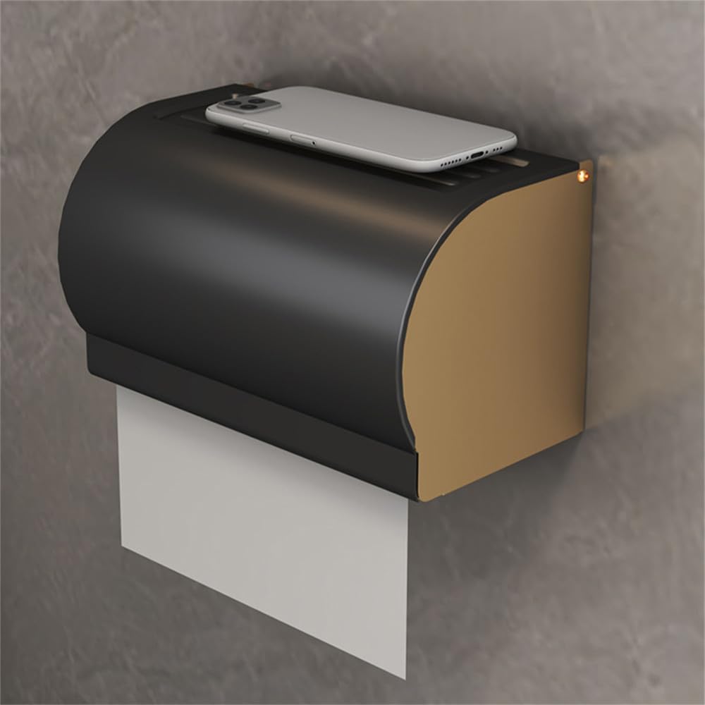Porte-serviettes sans poinçonnage en aluminium noir et or pour salle de bain
