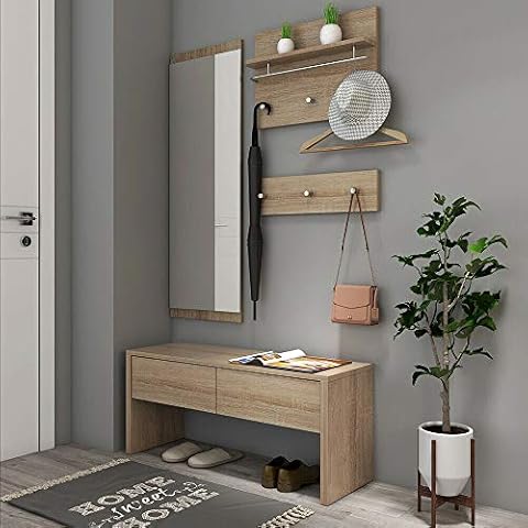Style home 4tlg. Garderobenset Flurgarderobe Wandgarderobe Holz Komplettgarderobe-Set Cover
