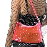 Chaks - Bolso bandolera rosa transparente, bolso festival con strass, bolso pequeño señora, carnaval, fiesta, discoteca
