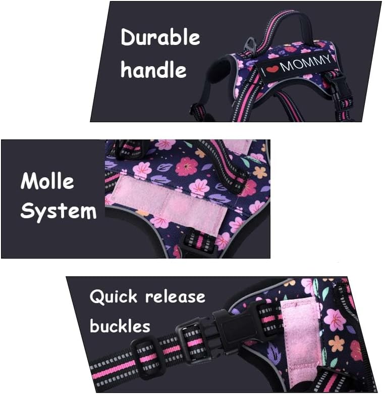 Miniatura 5 de Foxyep Arnés de chaleco sin tirones para perro con asa de fácil control, correa reflectante para caminar, ajuste cómodo para perros pequeños, arnés