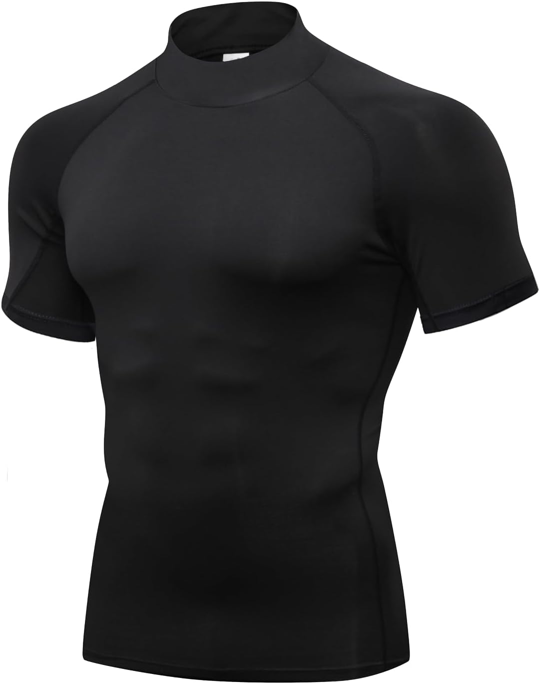 Compression Shirt Men Mock Turtleneck Short Sleeve Athletic Workout T Shirts Quick Dry Sports Undershirt Base Layer Tee Tops