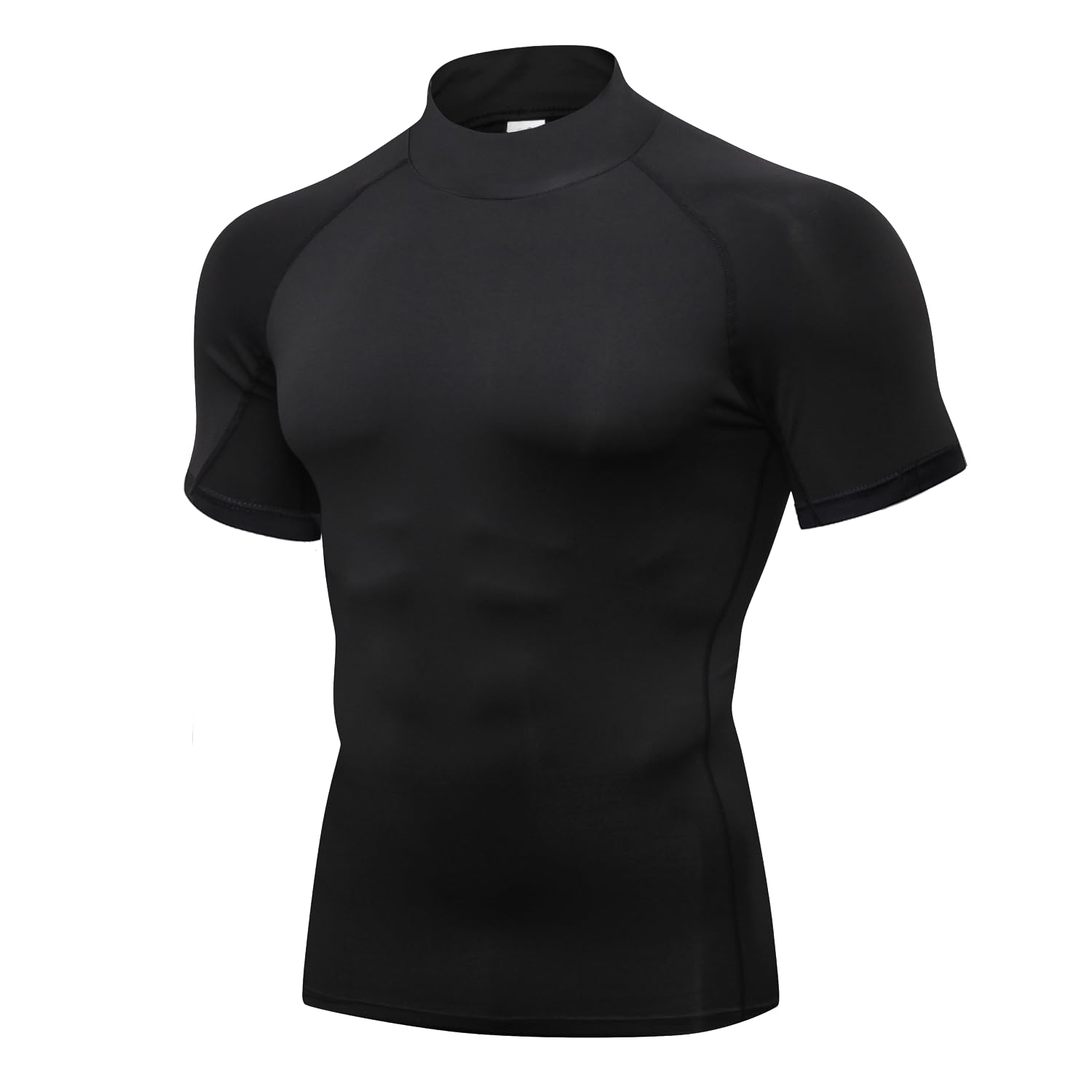 Compression Shirt Men Mock Turtleneck Short Sleeve Athletic Workout T Shirts Quick Dry Sports Undershirt Base Layer Tee Tops