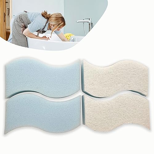 Non-Scratch Bathroom Sponge Cleaner Scourers - 4 Pack Set for Effective Cleaning, Easy Grip S-Shape Design for Comfortable Handling, Durable and Long-Lasting