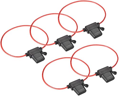 uxcell Portafusibles en línea 18AWG impermeable portafusibles negro 5 unids para fusible ATCATO