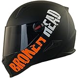 LIMITED EDITION: Du hast genug von langweiligen, nichtssagenden Motorradhelmen und bist auf der Suche nach einem Helm, der dir gerecht werden kann? Dann triffst du mit dem BeProud in matt-schwarz mit dem auffälligen, orange-farbenen Broken Head Schriftzug die richtige Entscheidung!