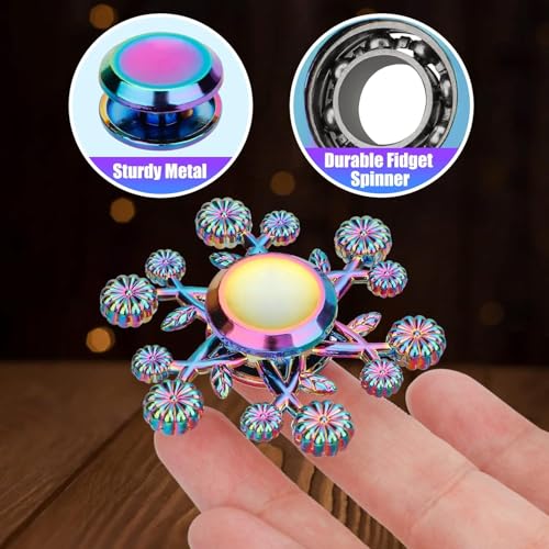 Image of 7 Pack Rainbow Fidget Spinners Pack Stress Relief Toys for Kids Adults, Hand Spinner Metal Fidget Bulk Set Desk Toy for Focus, Cool Small Gadget Novelty Christmas Stuffer Birthday Gifts Party Favor