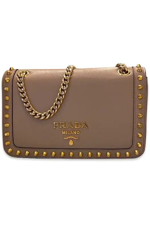 Prada Pattina Glace Calf Leather Cammeo Beige Pattina...