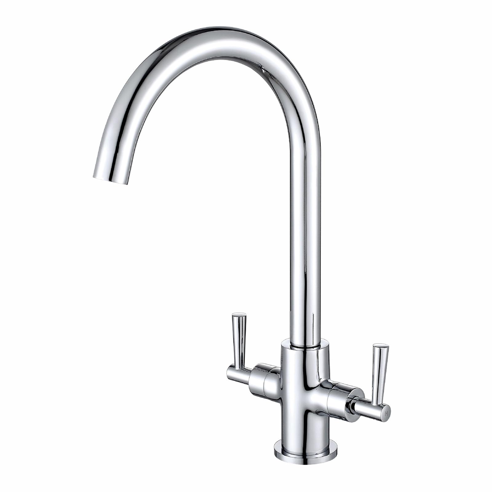 ZYCHSJXA Chrome Kitchen Sink Mixer Tap Monobloc Dual Lever 360° Swivel High Spout Brass 1 Hole
