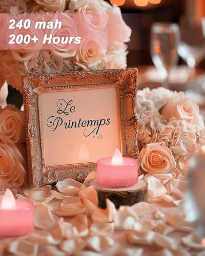 Image of BEICHI Flameless Candles, 24-Pack LED Tea Lights Candles Battery Operated, Electric Fake Tealight Candle, Votive Candle Bulk for Wedding, Party, Home Decor (Pink Candles)