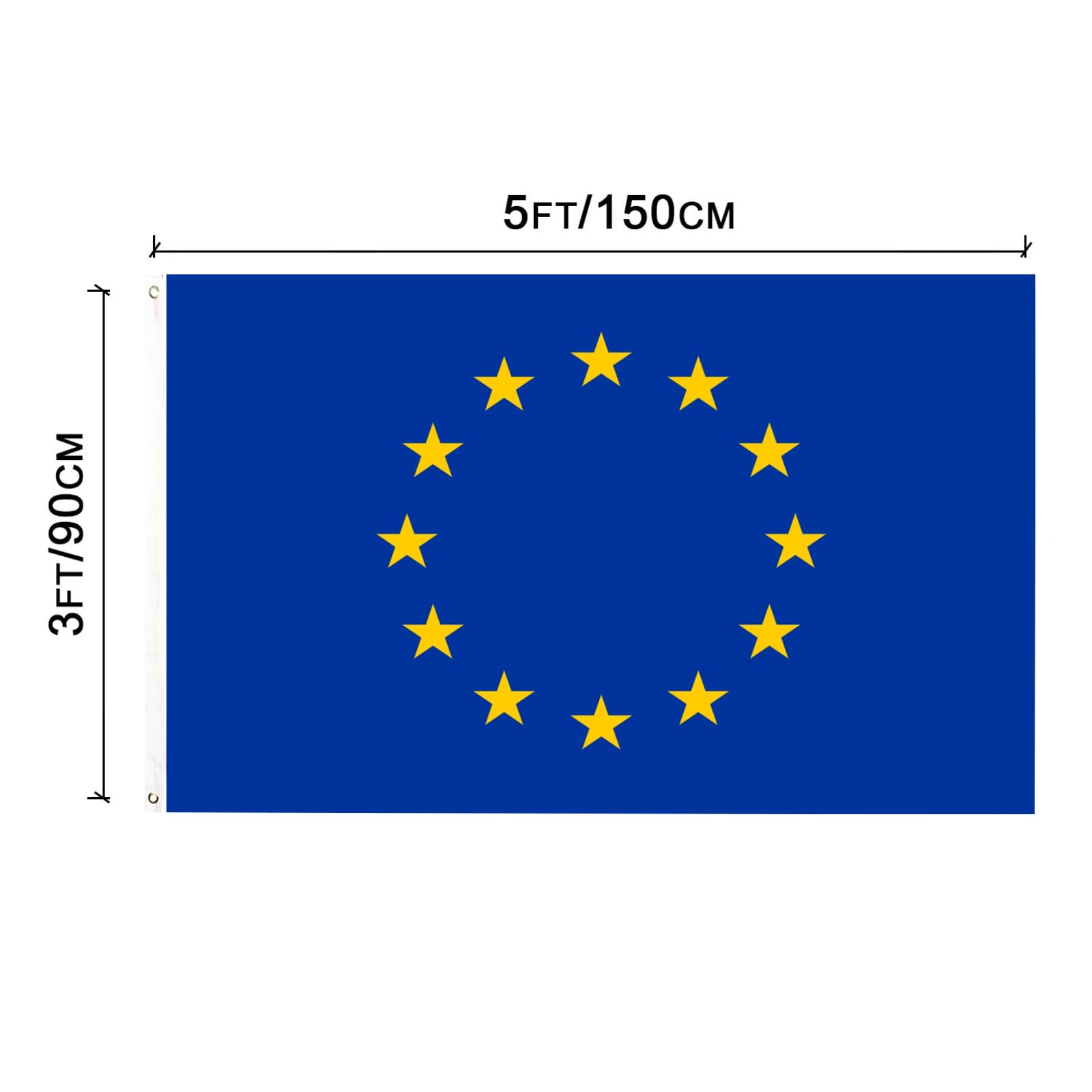 Europa Flag European Union FLAG 90 x 150 cm- Bandiera EU Poliestere Metallo Occhielli all'aperto Colore vivido e Adatto per uso interno ed esterno