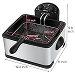 Secura 4 Liters / 17-Cup Stainless-Steel 1700-Watt Electric Deep Fryer with Timer Free Extra Odor Filter, Triple Basket, 4.5 Quarts, Silver - Image 2